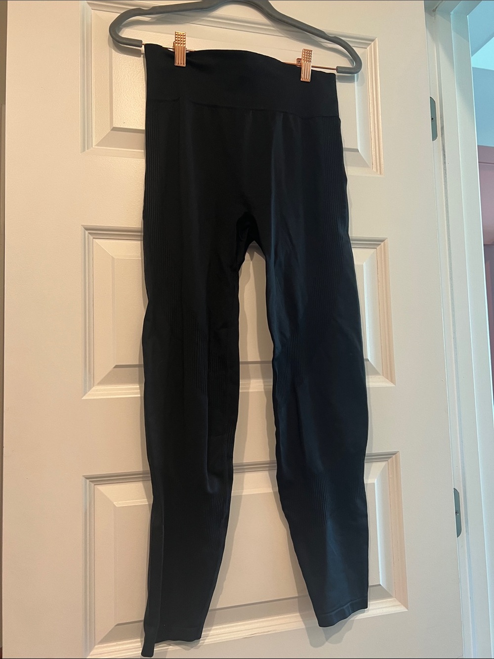 PINK Victoria's Secret Black Ribbed High-Rise Joggers